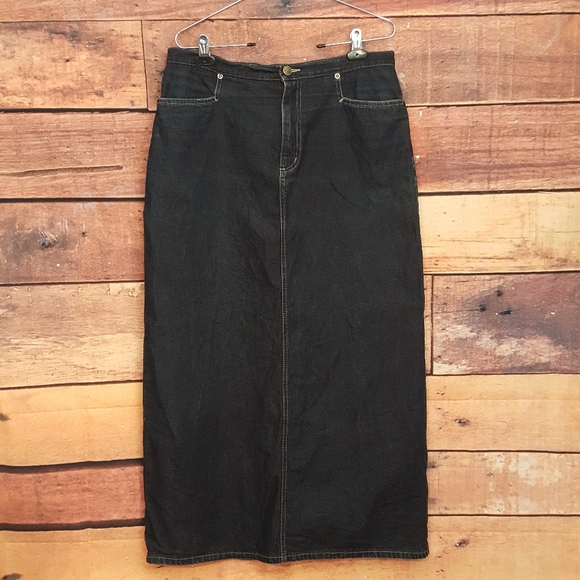 Contrast Jeans Dresses & Skirts - 📣2/36$ vintage maxi denim jeans skirt dark wash